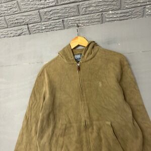 Polo Ralph Lauren Mens Olive Green Full Zip Cotton Hoodie Waffle Knit Medium